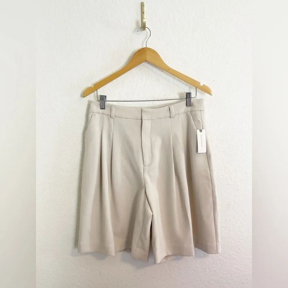 Anthropologie Maeve The Avery Pleated Trouser in cream Shorts -NWT. 8 - Picture 4 of 9
